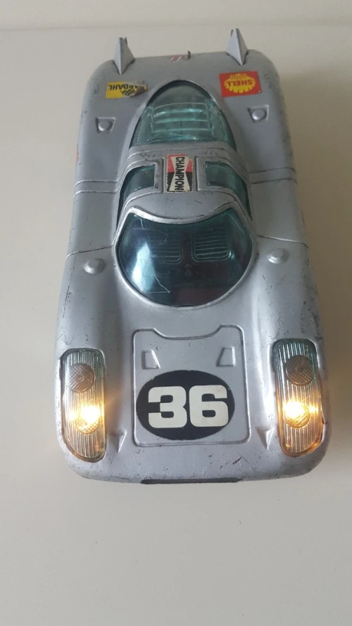  Voiture de collection Porsche 917 en tôle made in Japon Asahi 26 cm 