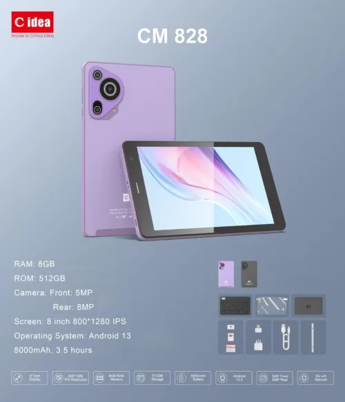 Tablette Cidea Smart Tablet PC CM828 PRO 8GB RAM, 512GB 8"