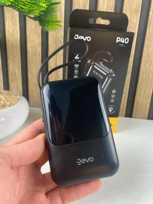 Power Bank Fast Charge Gevo10000mAh avec Cable intégré LCD Screen باور بانك سعة 10000ميلي أمبير