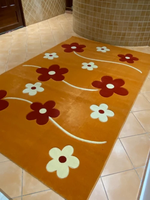 Tapis fleuri orange 201x298cm