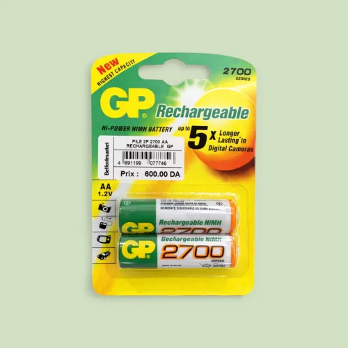 GP Rechargeable AA Batteries 2700 Series (2 Pack) | Piles Rechargeables AA 2600 mAh