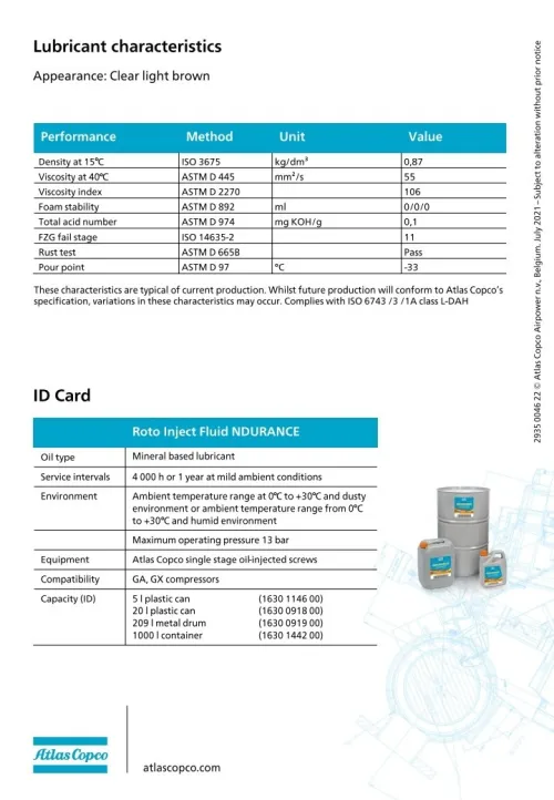 ATLAS COPCO ROTO INJECT NDURANCE 5 LITRES