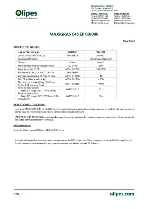 OLIPES MAXIGRAS C45 EP 00 DISPONIBLE 