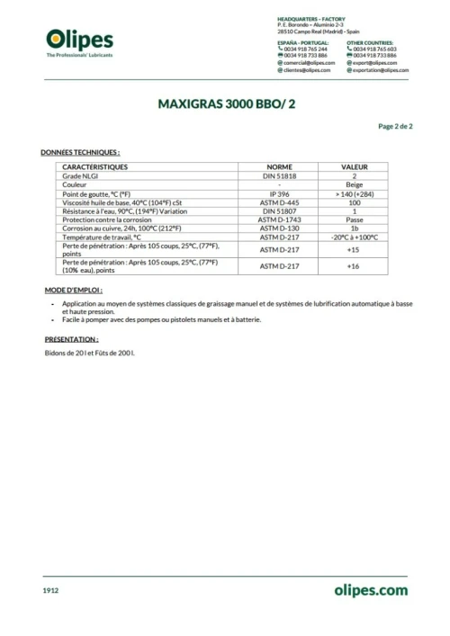 OLIPES MAXIGRAS 3000 BBO SEAU 18 KG