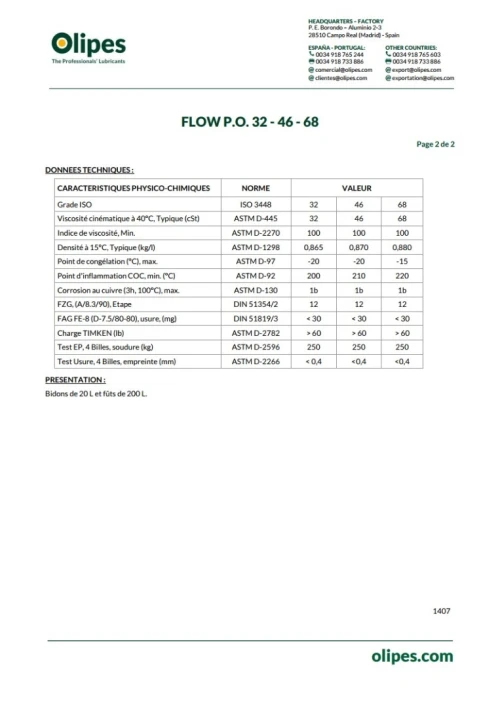 OLIPES ENGRENAGE FLOWPO 68 20 LITRES DISPONIBLE EQUIVALENT