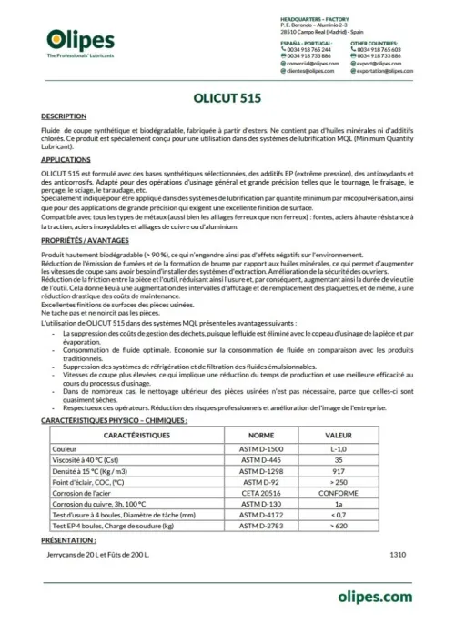 OLIPES OLICUT 515 FUT 20 L
