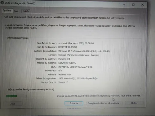 Packard Bell, easy Note TE11HC