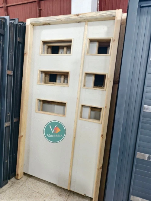 Porte Salon Hdf Avec Cadre 12 En Bois Rouge