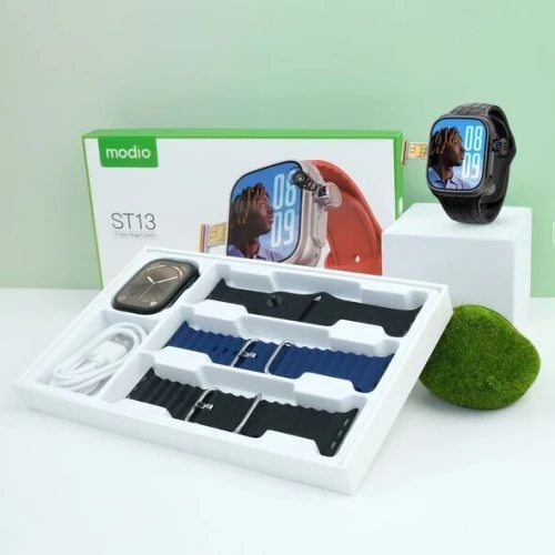 ساعة ذكية ST13 4G تدعم شريحة SIM و WiFi مع 3 أحزمة هدية