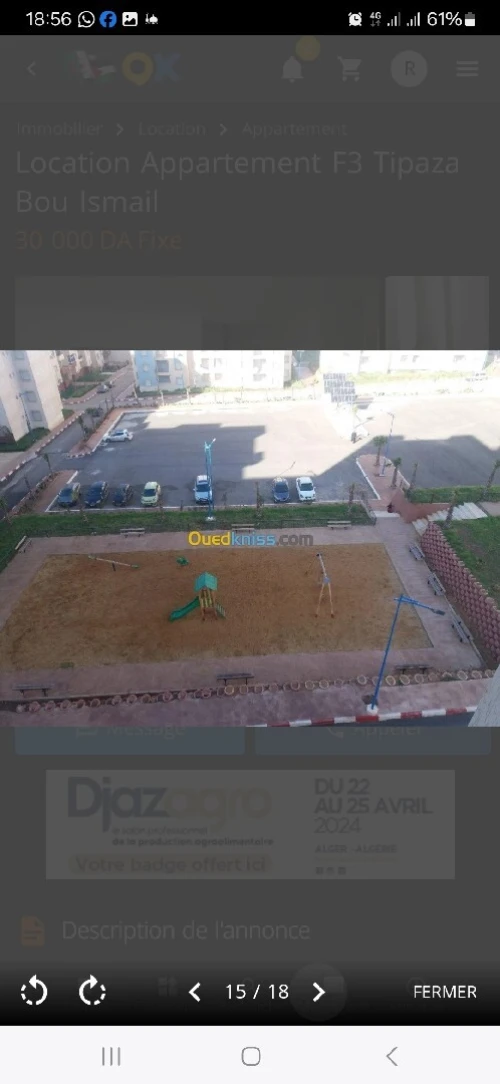 Location Appartement F3 Tipaza Bou ismail