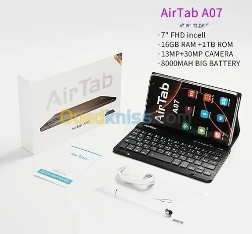 Tablette Air Tab A07 /Ram 16G /1TRA Arabik Keybord MTK 6991 ARM Andoid 15.0 os 7" FHD 8000MAH