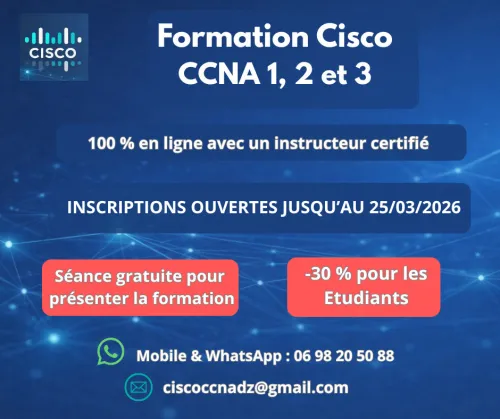 Formation Cisco CCNA 1, 2 et 3 - 100% en ligne
