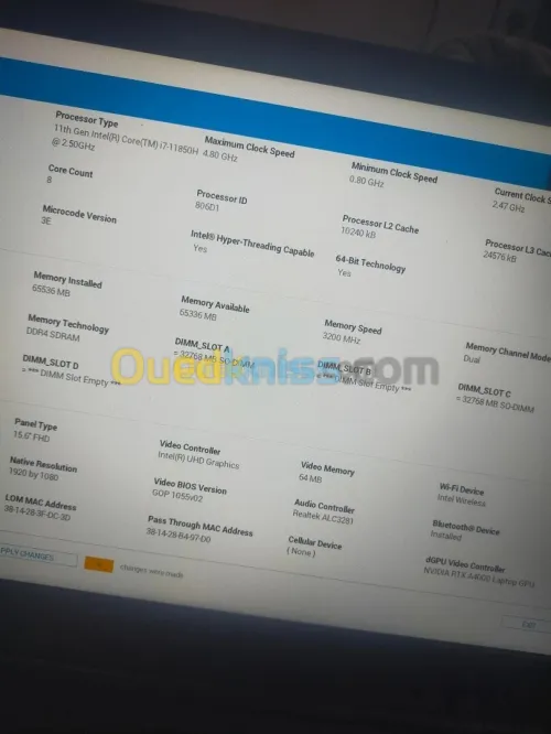 Dell Precision 7560 i7 11850H RTX a4000