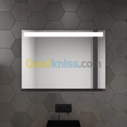 Miroir Salle de Bain LED auto éclairant 80x60cm AURLAN