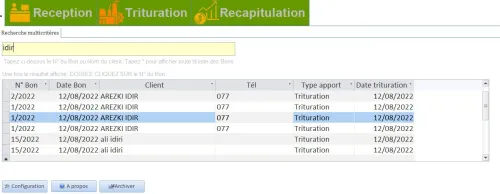 Logiciel de gestion de huilerie