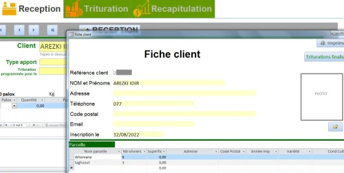 Logiciel de gestion de huilerie
