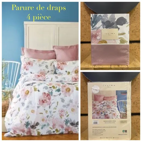Parure de draps 4pièces 100%coton made in Turquie 