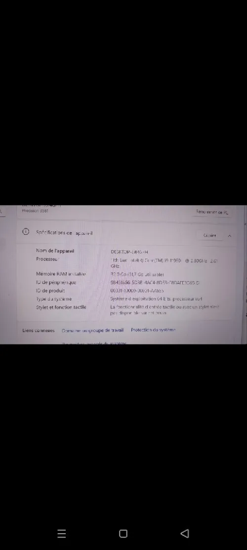 Dell Intel core i9 précision 3561