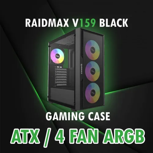 RAIDMAX V159 / GAMING CASE / 4 FAN ARGB / BLACK / ATX