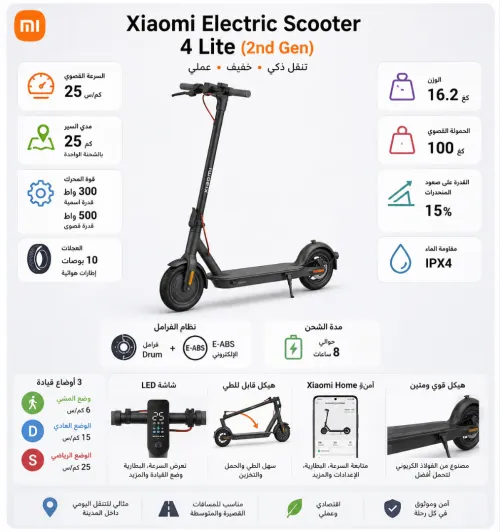 Trotinette Xiaomi Electric Scooter 4 Lite (2e Gen) تروتينات نضيفة بزاااف هابطة من فرنسا