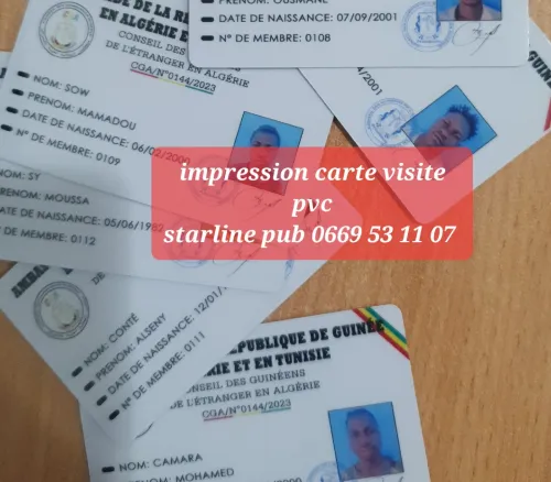 Carte professionnel pvc