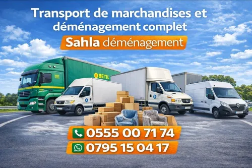 خدمات ترحيل للمنازل والمكاتب والمؤسسات  Déménagement professionnel complet
