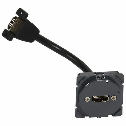 Prise audio et vidéo HDMI LEGRAND version 2.0 Type-A Céliane pré-connectorisée + Enjoliveur céliane 