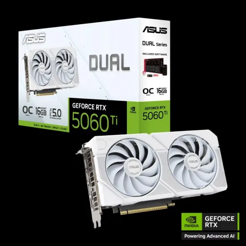 CARTE GRAPHIQUE ASUS Dual GeForce RTX 5060 Ti 16GB GDDR7 White OC Edition