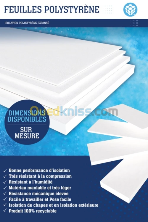 Feuilles Polysterene isolation au Polysterene expansé 