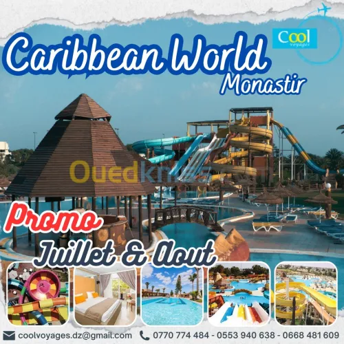 CARIBBEAN WORLD MONASTIR Early Booking -30%  Enfant GRATUIT تخفيضات فندق 