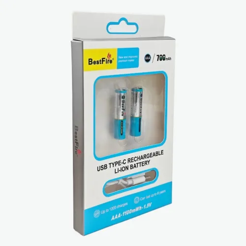 Pile rechargeable USB type C AAA 700mWh en lithium BestFire - بطارية ليثيوم قابلة لإعادة الشحن