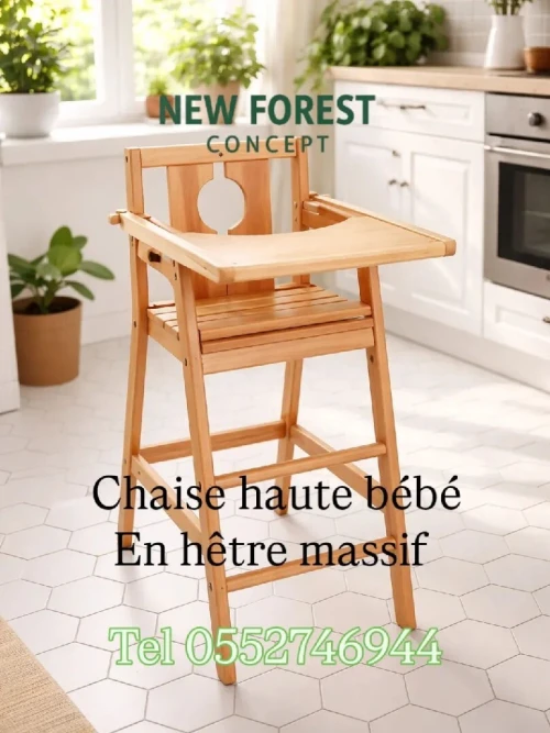 Chaise haute bébé en hêtre