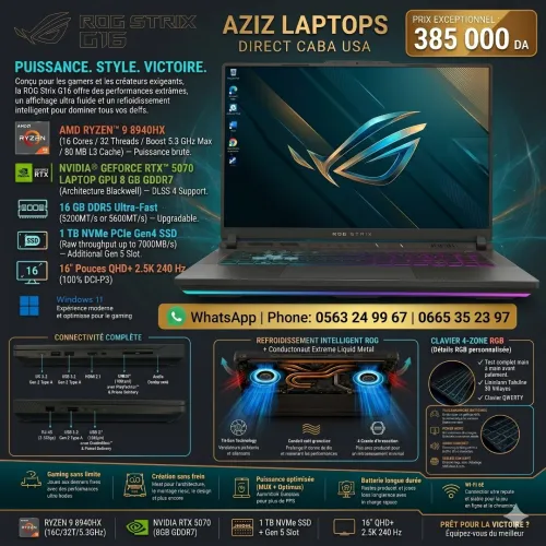 ASUS ROG STRIX G16 (2026) RTX 5070 / RYZEN 9 8940HX CABA USA