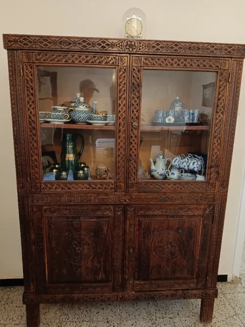-Ensemble de 3 meubles berbères en bois massif sculpté- Très bon état
