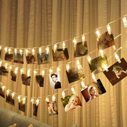 Clips lumineux pour accrocher des photos