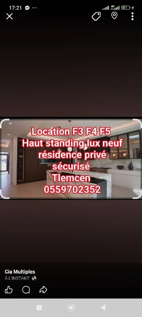 Location Appartement F2 F3 F4 Tlemcen Tlemcen