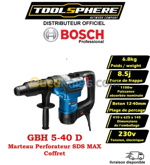 Perforateur SDS max GBH 5-40 D Professionnel BOSCH