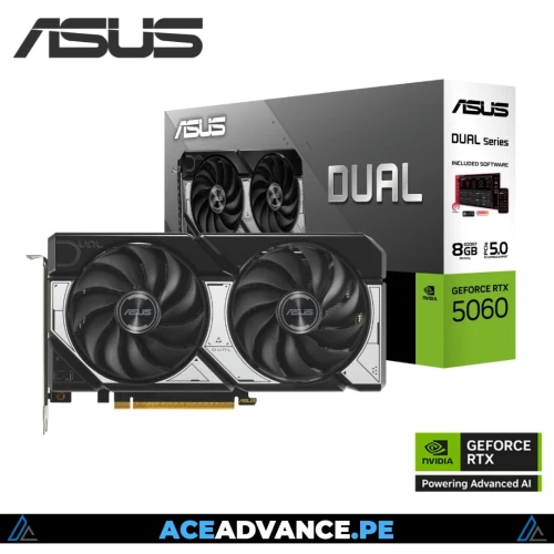 CARTE GRAPHIQUE ASUS DUAL GeForce RTX 5060 8GB GDDR7 OC Edition Neuf Sous Emballage
