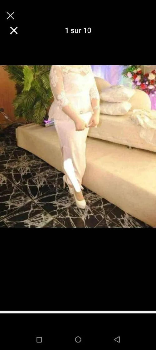Ensembl(4 pieces jupe haut et serwal chelka,convient comme bedroun (tenue dekhla) pour mariée taille