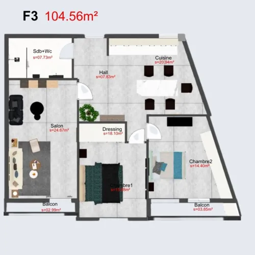 Vente Appartement F3 Mostaganem Mostaganem
