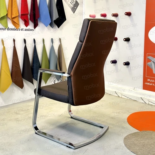 Chaise AKAR DUO visiteur marron simili cuir double face de la marque Mobixdz