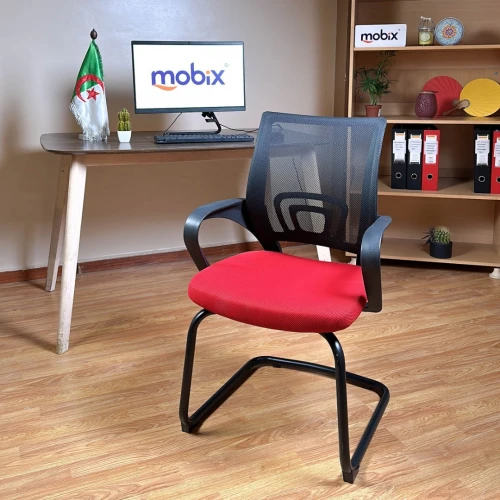 Chaise visiteur filet couleur rouge et dos noir ergonomique Mobix dz