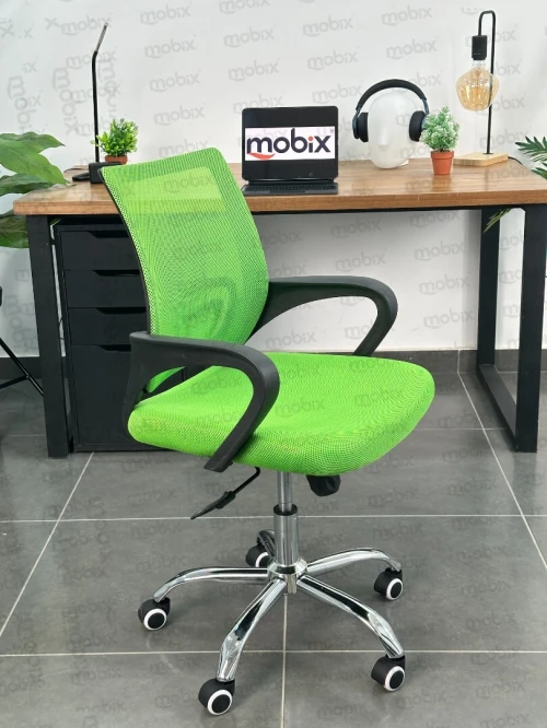 Chaise bureau ergonomique OP-938 vert filet avec support lombaire