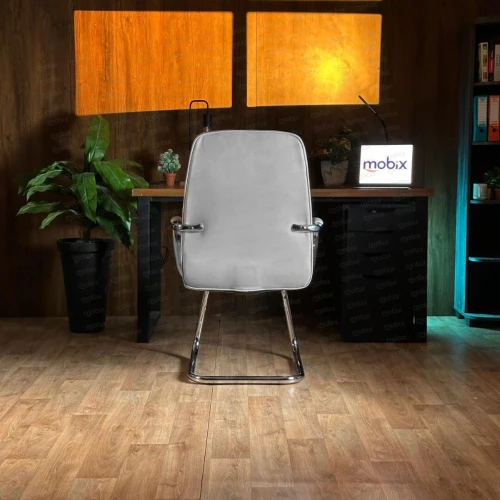 Chaise de bureau STELLAR visiteur gris en simili cuir de la marque Mobix dz