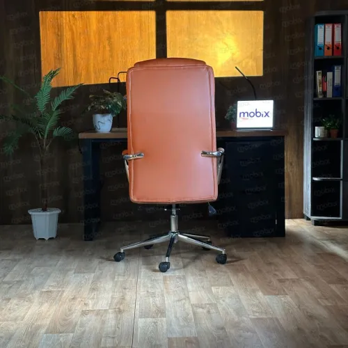 Chaise de bureau opérateur PDG OPERA fauteuil luxueux simili cuir marron Mobix dz