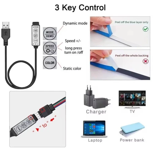 LED strip 5 mètres RGB controle