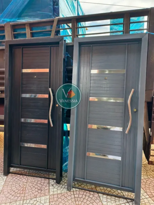 Porte D'Entrée 1M En Fer  Avec Plaque Inox
