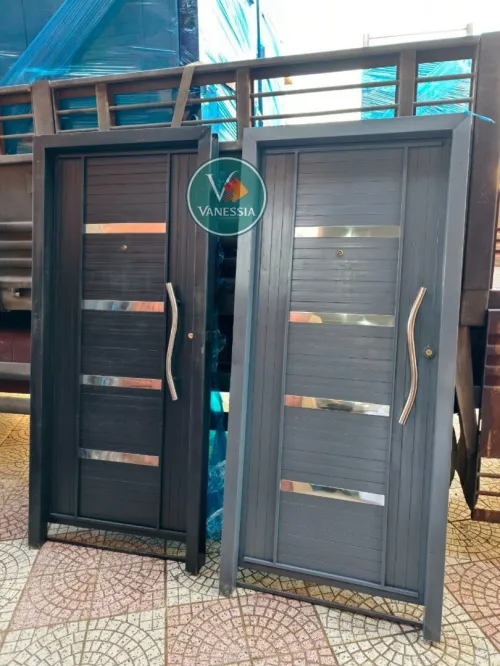 Porte D'Entrée 1M En Fer  Avec Plaque Inox