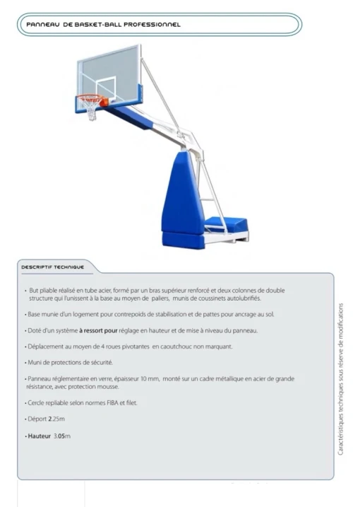 Panneau de basketball professionnel 
