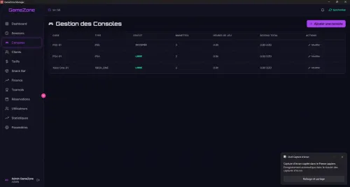GameZone Manager -- Logiciel de gestion de salle de jeux (PS4/PS5/Xbox)